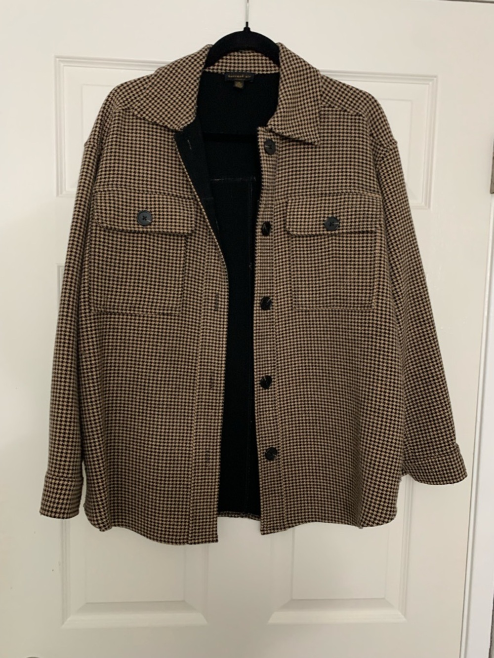 Current Air Men's Houndstooth Shirt Jacket in Brown and Black